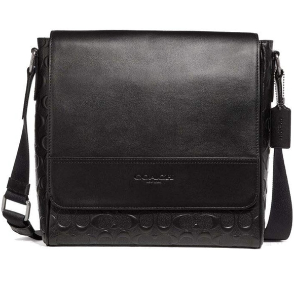 Coach Handbags - 🖤Coach Black Leather Signature Messenger Bag